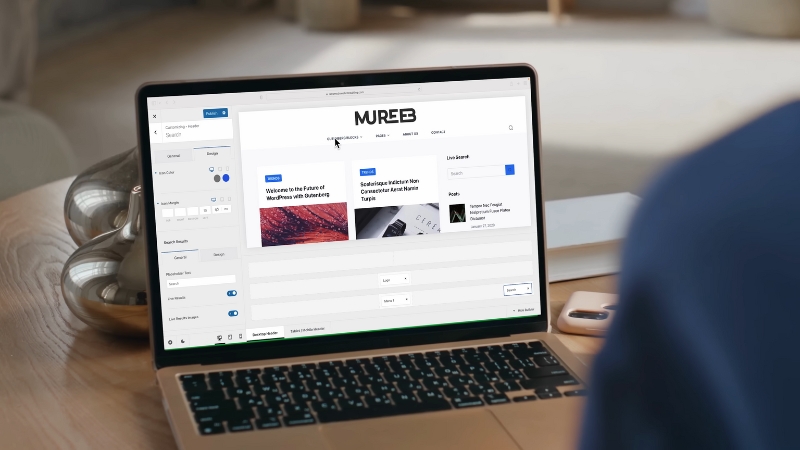 Laptop screen showin a blog dashboard setup for affiliate marketing with links, tracking tools, and content ready for monetization