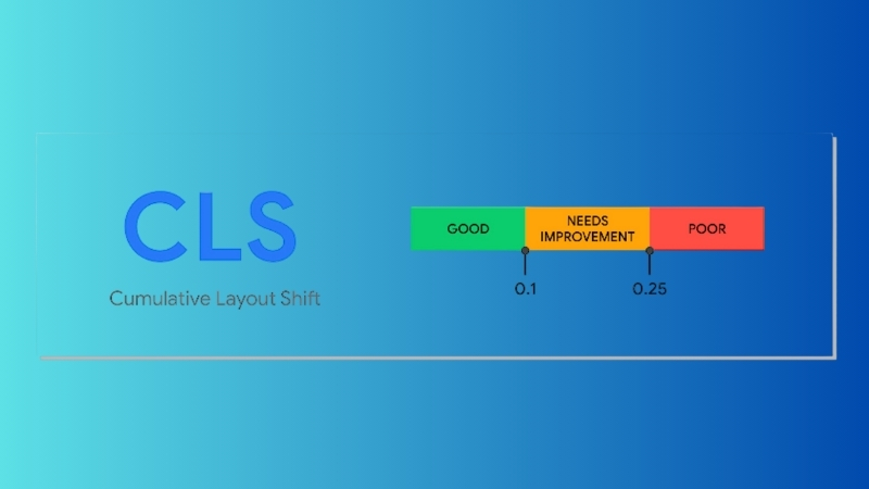 Graphic show CLS score ranges with good, needs improvement, and poor layout stability thresholds