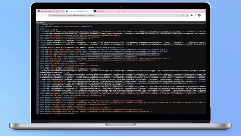 Developer check HTML heading structure on a laptop after a template change