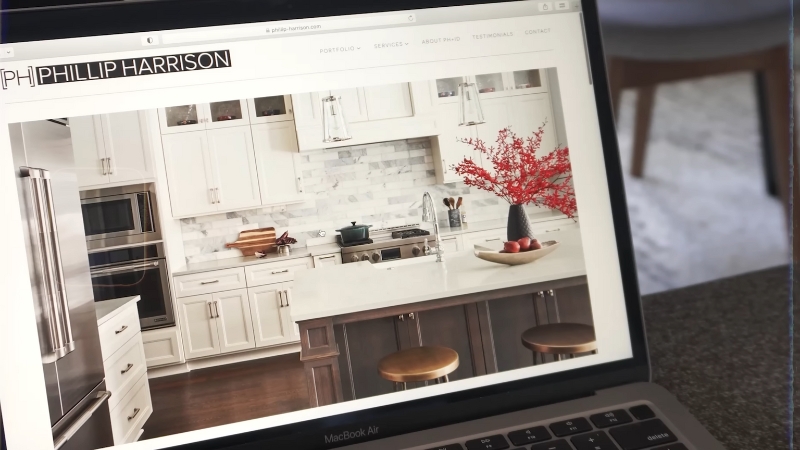 Website template preview open on a laptop before a blog redesign goes live
