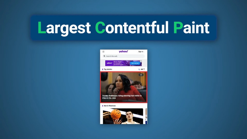 Largest Contentful Paint example showin a mobile page where the main content loads late