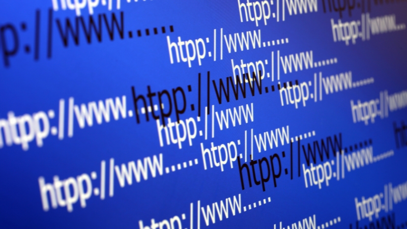 Multiple repetitive web URLs displayed on screen