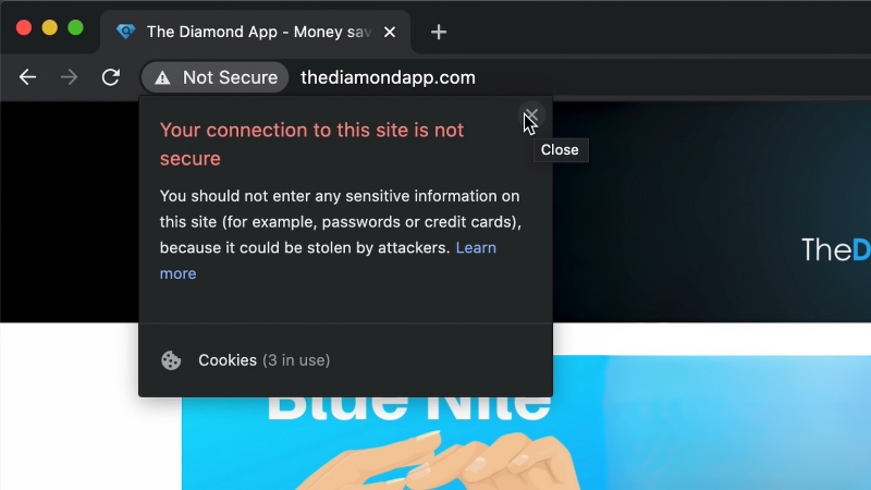 Browser warning show a site without HTTPS that require proper server-level redirect configuration