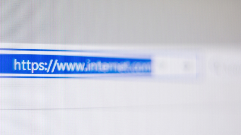 Close-up of a browser address bar highlightin a website URL during migration
